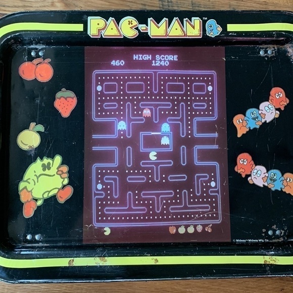 VINTAGE 1980's Midway PAC-MAN TV Folding Serving Tray Metal ✨ - Picture 7 of 16